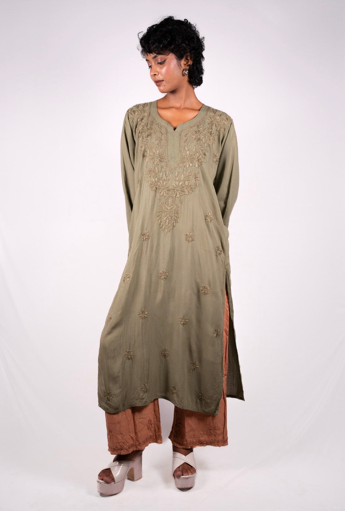 Premium Light Muslin Chikankari kurti