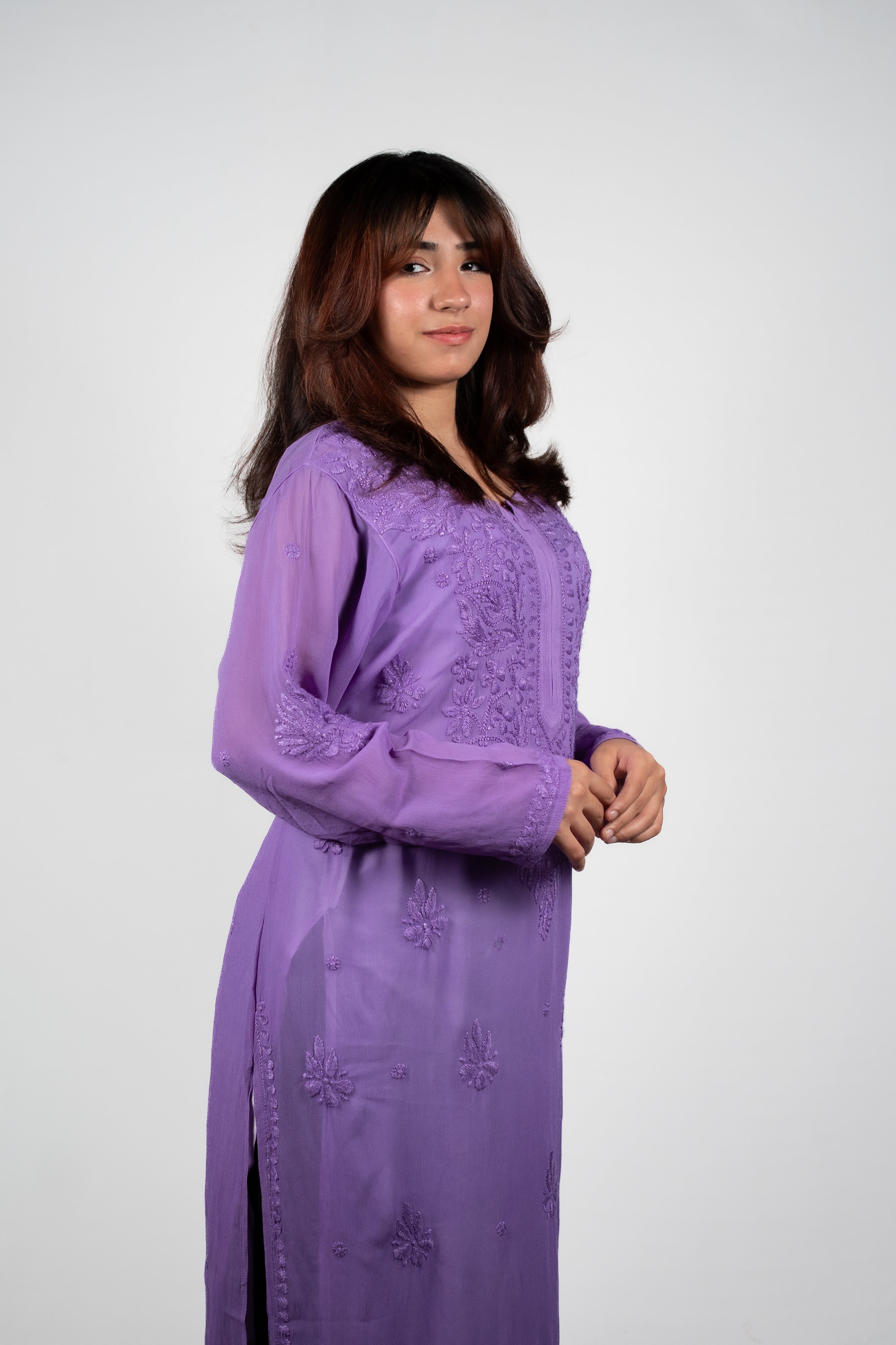 Viscos Chikankari Lavender