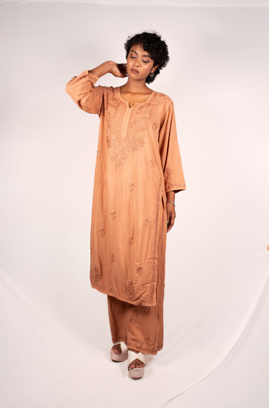 Rayon kurti Set Mukesh Work Chikankari