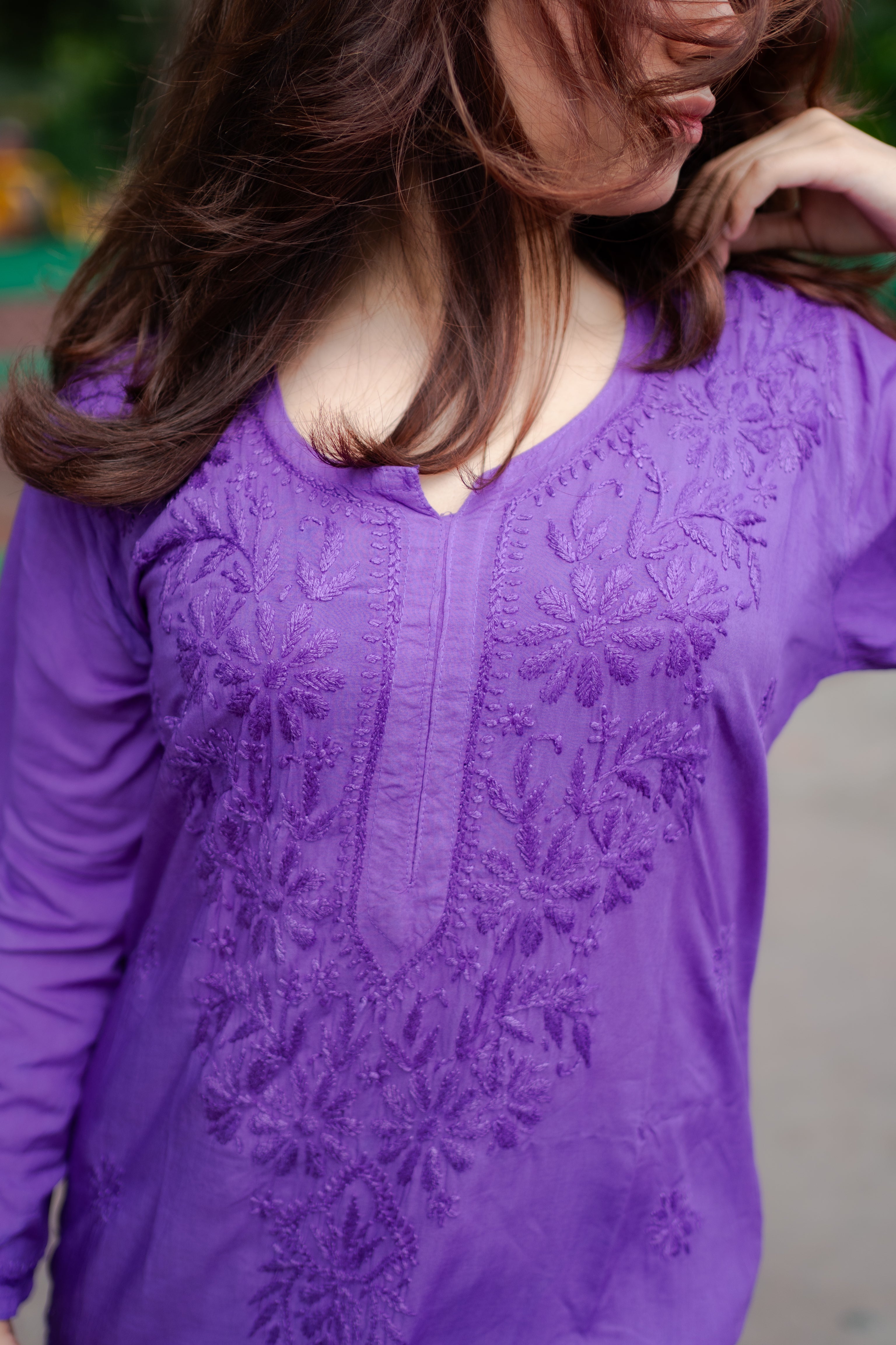 Viscos Chikankari Lavender