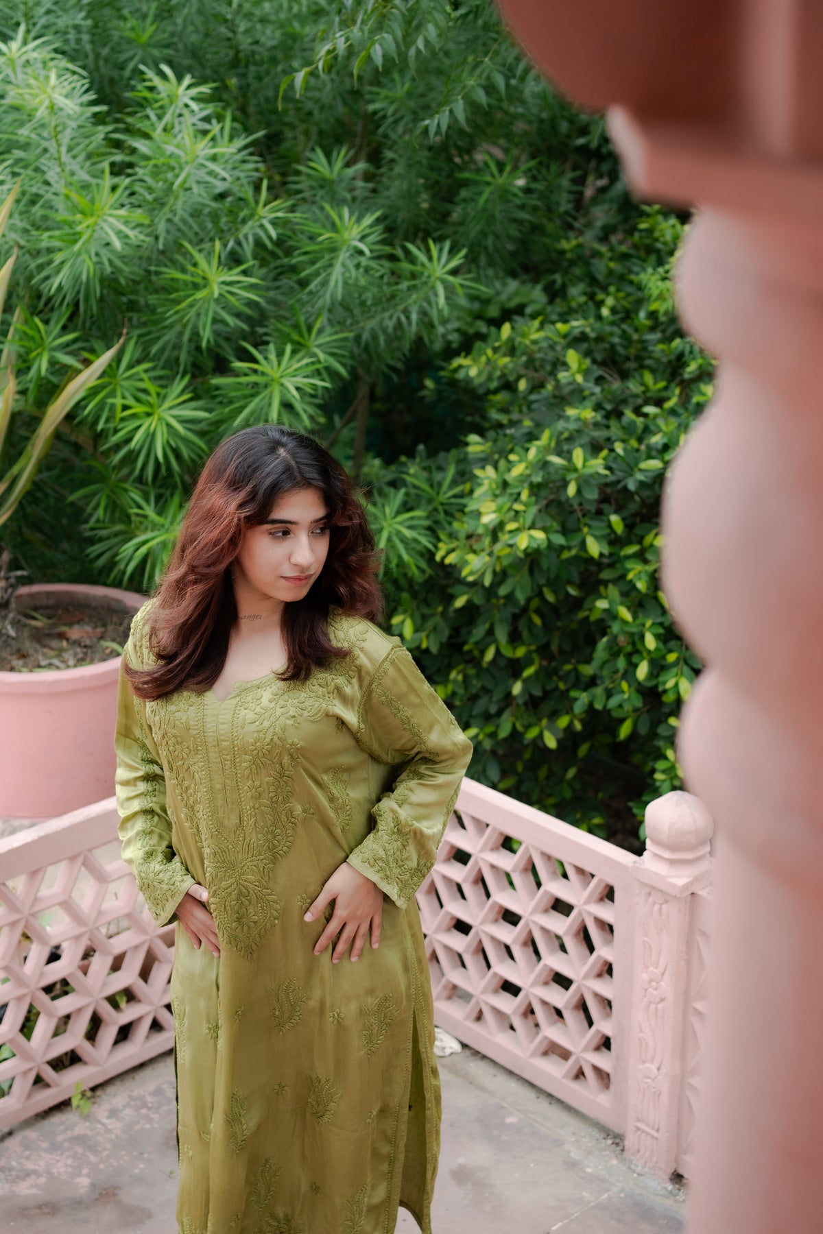 Modal Satin Chikankari kurti
