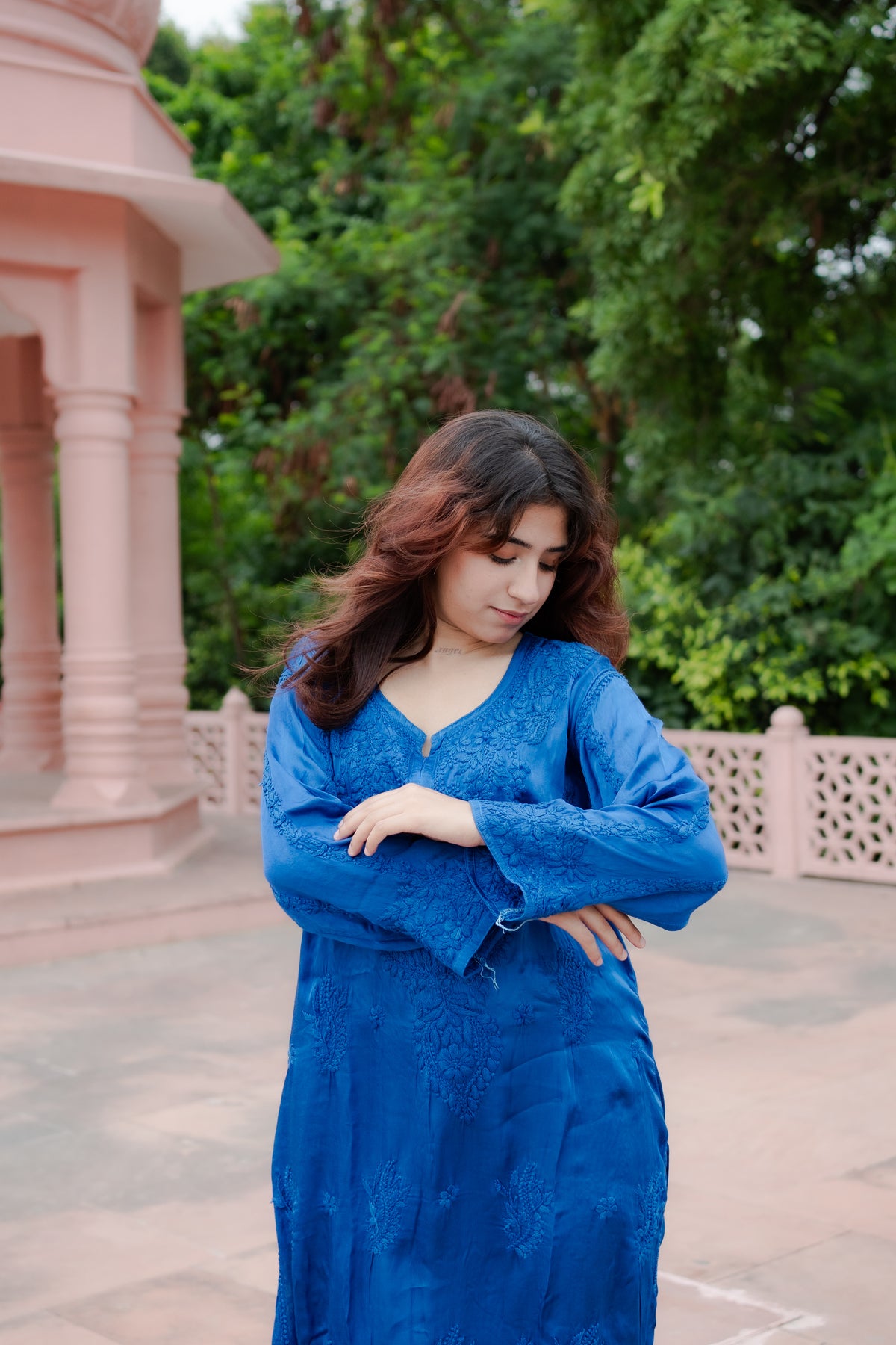Modal Satin Chikankari kurti