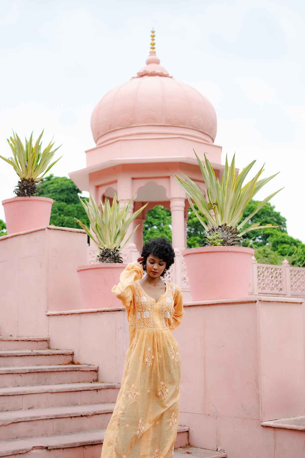 Mul Chanderi Chikankari (kurti+ dupatta)