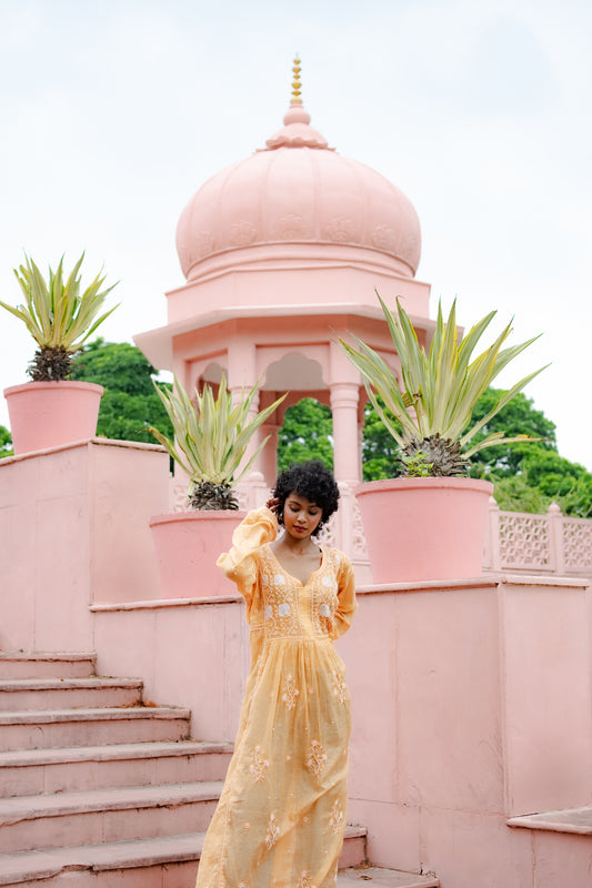 Mul Chanderi Chikankari (kurti+ dupatta)
